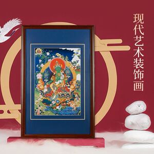 佛缘汇黄财神唐卡装饰画藏式相框挂画画莲花生大士家居墙壁玄关