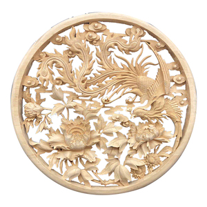 动物圆盘镂雕椴木东阳木雕白鹭开牡e丹定制富贵花凤凰挂件雕刻戏