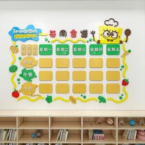 幼儿园食谱展示板食堂文化墙贴一周食谱公示栏每周菜谱主题墙面板