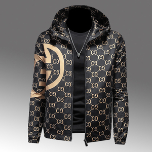 000人付款淘宝lv lywd春秋潮牌男士连帽夹克修身男装时尚印花高端外套