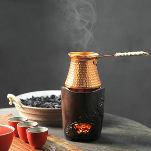西北甘肃罐罐茶煮茶罐熬茶罐烤土陶电器炉子铜套装日式公道杯茶壶