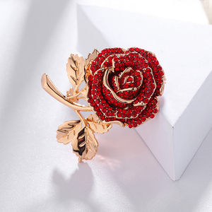 红玫瑰花双色选水晶胸针 高级感紫晶花朵胸花n 女伊礼物  泰莲娜