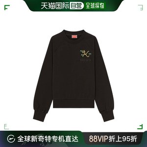 香港直邮kenzo高田贤三女士套头卫衣黑色纯棉长袖宽松舒适休闲