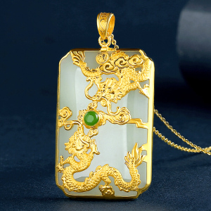 金镶玉吊坠双龙