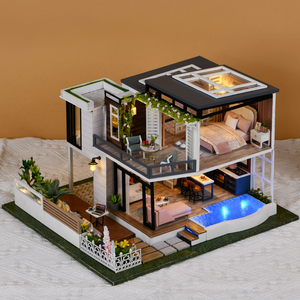 diy小屋手工制作盖房子迷你艺术别墅拼装模型生日礼物送女孩玩具