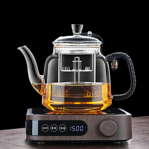 日本MUJIE蒸煮一体玻璃茶壶喷淋式煮茶器大功率电陶炉煮茶套装