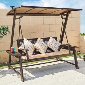 l字形太阳能户外三人秋千庭院摇椅吊椅家用阳台花园室外别墅防水