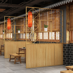 饭店隔断屏风餐厅卡座包间栅栏中式酒店火锅烧烤店定制铁艺围栏