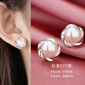 珍珠耳饰纯银真淡水珍珠耳钉2022年新款耳环母亲节礼物送妈妈小众