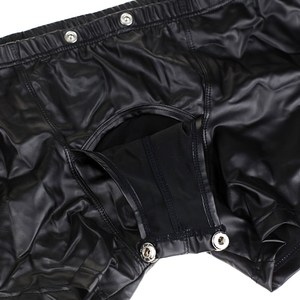 熊熊便利店平角性感漆皮男士内裤胖熊壮熊同志黑情趣内内u凸设计