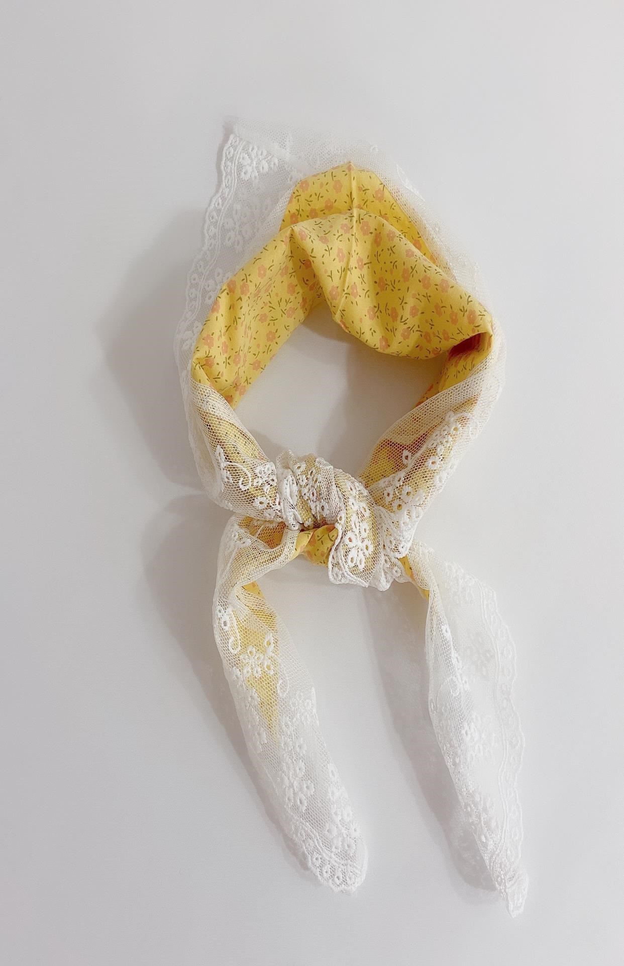 韩国儿童三角巾森系小碎花宝宝围巾口水巾蕾丝女童婴幼儿围嘴长巾