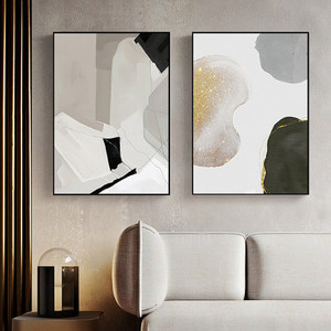 现代简约风抽象装饰画黑白灰艺术壁画样板房玄关客厅展厅墙面挂画