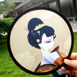 2021西安旅v游纪念品唐宝贝仕女折叠团扇便携收纳旅行扭扭扇子小.