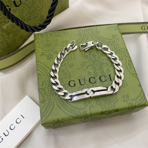 gucci/古驰新款925纯银经典复古手链双glogo长型牌手链情侣款手环