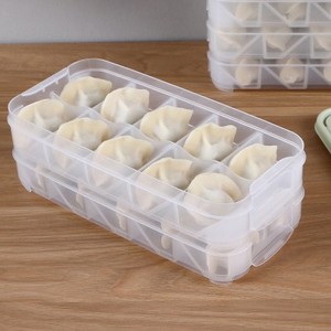 可叠加饺子盒收纳多层有盖家用冰箱保鲜盒分格饺子托盘不粘速冻盒