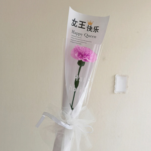 22皱纹纸康乃馨单支花束材料包 女王女神3b8节日手工diy纸花活动