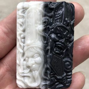 新品新疆松花石太极玉黑白无常财神一见生财天下太平挂件吊坠