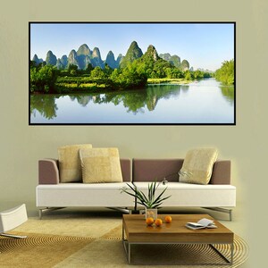 2米有框挂画客厅装饰画沙发背景墙上挂画山水风景画桂林山水壁画