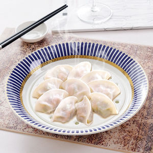 瑞玖骨瓷精美饺子盘沥水盘控水控油带网眼滤网盘子陶瓷10英寸大盘