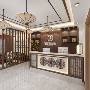 华丰家具复古中国风餐厅柜台新中式收银台吧台美容院前台养生馆仿