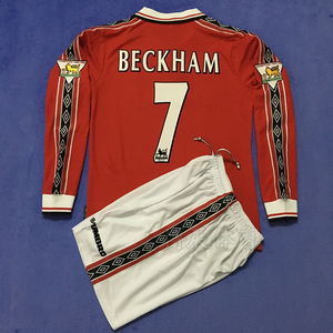 复古球衣98-99曼联三冠王联赛主场长/短袖足球服7号贝克汉_阿里巴巴找