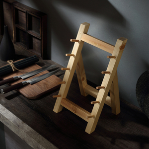 日本三本盛日式刺身刀架厨房摆刀寿司料理放刀实木商用收纳架刀座