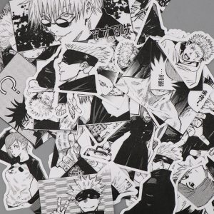 日本动漫咒术回战五条悟小贴纸电脑行李箱手账二次元黑白漫画贴纸