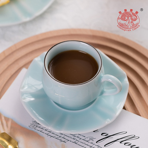 龙泉青瓷欧式咖啡杯高档精致英式陶瓷花茶杯奢华下午茶茶具红茶杯