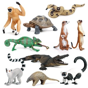 儿童认知静态实心仿真动物模型玩具猴子穿山甲狐獴鳄鱼摆件手办