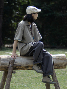 早乙女惠子saotome 日系复古宽松阔腿裤百搭情侣街头潮牌工装裤