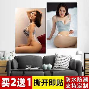 美女海报墙贴画超大壁纸轴自36001 酒店浴足装会所饰画卷挂画粘油