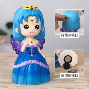 2022新款石膏模具娃娃白坯涂色公仔儿童彩绘画女孩存钱罐搪胶玩偶