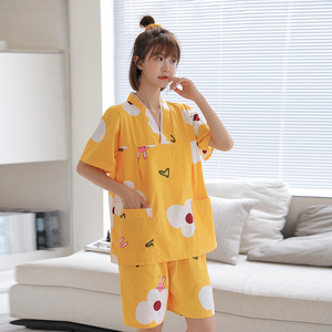 汗蒸服女100%全纯棉韩版可爱大码套装洗浴桑拿足疗按摩居家服睡衣