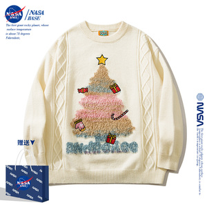 NASA儿童毛衣2024新款男童女童潮牌圣诞红色毛衣保暖套头针织上衣
