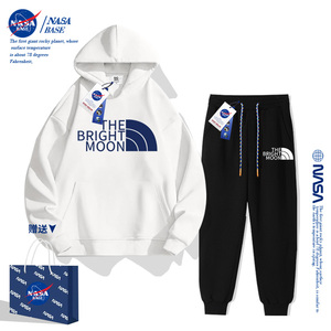 NASA男童卫衣套装2024新款秋冬季加绒儿童装女童潮牌运动服两件套