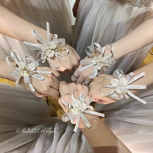 新款手腕花新娘姐妹团高级感超仙手花婚礼结婚韩式森系伴娘团手环