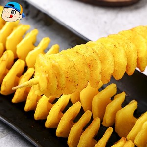 旋风薯塔串黄金薯塔土豆片油炸小吃网红特色土豆串冷冻商用半成品