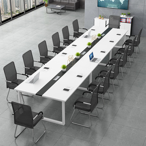 会议桌长桌简约现代办公桌椅组合大型白色公司会议室培训长条桌子