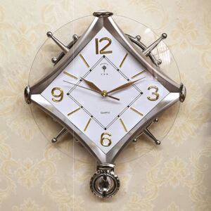 新装饰田园个性现代挂钟静音挂表 异形摇摆钟表 时尚创意客厅时钟