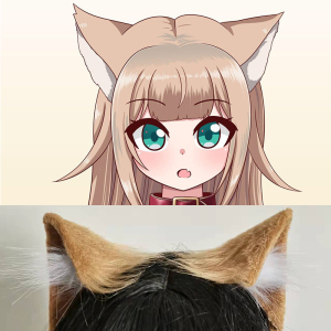 40原猫娘兽耳发箍cos40原的猫黄豆粉耳朵头饰手作猫耳猫尾套装