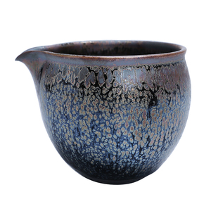 曾广旭原矿天目釉建盏公道杯描金蓝麒麟纯手工茶海公杯分茶器陶瓷