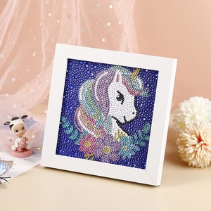 新款儿童钻石画满钻带框 卡通diy礼物5d手工活十字绣钻石画代发