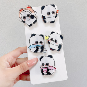 可爱卡通小熊猫侧边发夹女2021年网红新款夹子头饰刘海碎发卡气质