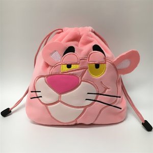 22热销卡通少女顽皮豹创j意零钱包粉红豹毛绒束口袋化妆包笔袋手