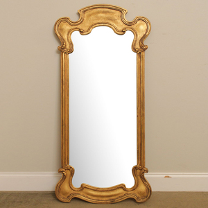 冠鼎欧式镜子复古全身镜美式做旧穿衣镜异形雕花落地镜法式试衣镜