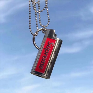 包邮sup打x火机壳项链打火机套吊坠项链金属潮流配饰吊坠挂件潮牌