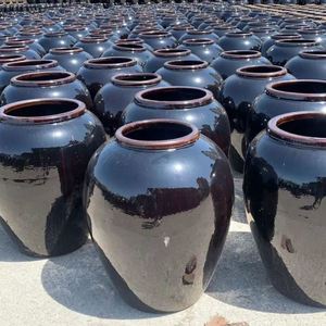 500斤700斤1000斤酒坛加厚双面黑釉酒罐陶瓷散酒坛发酵缸水缸