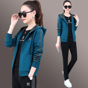 官网乔丹运动套装女春秋2021新款洋气三件套时尚女装宽松长袖外套