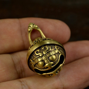 手工黄铜纯铜饕餮铃铛汽车钥匙扣挂件驱魔铃配饰创意礼品男女吊坠