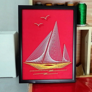 钉子绕线画diy手工定制帆船u材料手工课装饰画节日送礼物一帆风顺